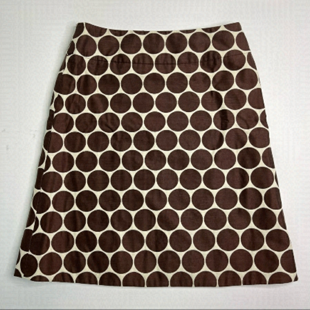 Akris Punto 70s Retro Pop Art Cream & Brown Funky Large Polka Dot A-Line Skirt
